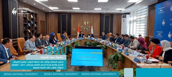 Benha National University Council Approved Human Resources Plan and Psychological Support Unit Regulations